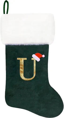 Miniatura 7 de Medias de Navidad de 20 pulgadas con monograma, letras, medias súper suaves grandes de Navidad, medias de monograma rojo para Navidad, regalo