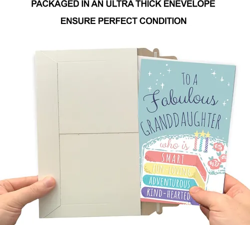 Miniatura 5 de Prime Greetings Tarjeta de cumpleaños para nieta, hecha en Estados Unidos, ecológica, cartulina gruesa con sobre premium de 5 x 7.75 pulgadas