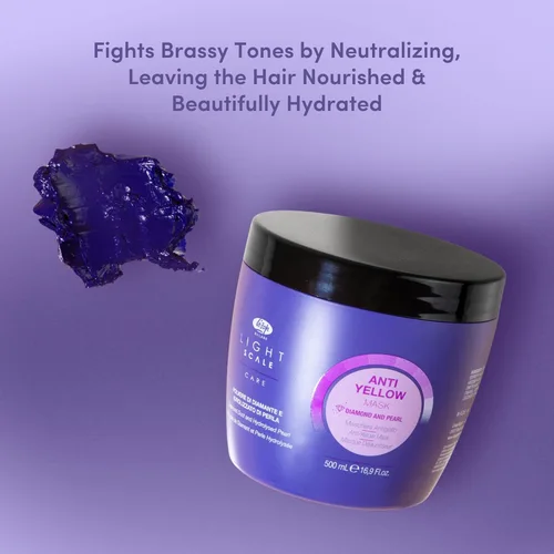 Miniatura 7 de Lisap Mascarilla de cabello morado para cabello rubio, plateado y gris, mascarilla antiamarillo y latón para cabello dañado, acondicionador profundo