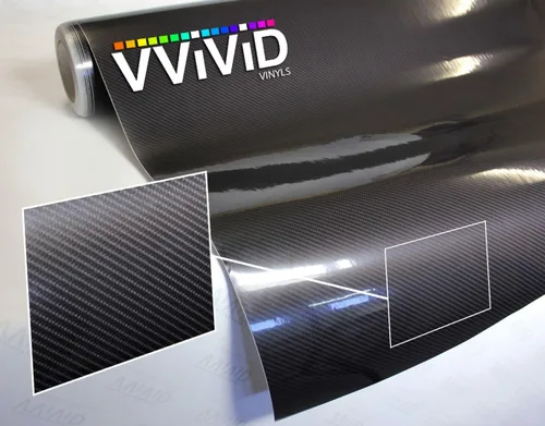 Miniatura 3 de VViViD Película adhesiva de vinilo de alto brillo de fibra de carbono negra (12 x 24 pulgadas)