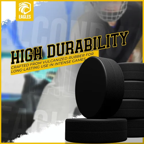Miniatura 5 de EAGLES Ice Hockey Pucks 1, 2, 3, 6 or 50 Pack High Grade Pucks Official Regulation Weight & Size for Practice & Classic Training - 6 oz Diameter