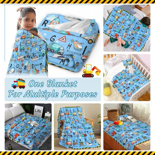 Miniatura 4 de ABC Truck - Manta de transporte del alfabeto de camión, súper suave y acogedora para decoración del hogar, sofá, cama, sofá, 40 x 30 pulgadas, extra