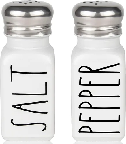 Juego de saleros y pimenteros blancos de Brighter Barns - Decoración de cocina minimalista neutral - Decoración moderna de cocina estilo granja -