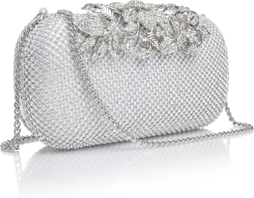 Miniatura 2 de Bolsa de noche de cristal con diamantes de imitación para novia y dama de honor, boda, graduación, fiesta, bolso de mano formal para mujer
