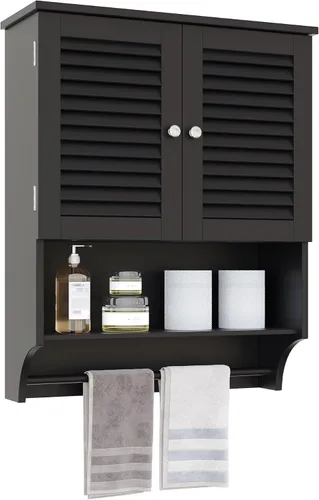ChooChoo Armario de pared para baño, botiquín, 2 puertas sobre el inodoro, gabinete de almacenamiento para ahorrar espacio con gran espacio, color