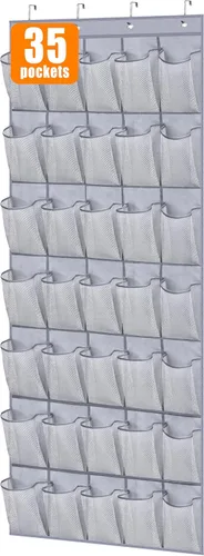 Miniatura 9 de MISSLO Organizador de zapatos colgante con 28 bolsillos grandes para colgar sobre la puerta, zapatero para puerta de armario, soporte de zapatos