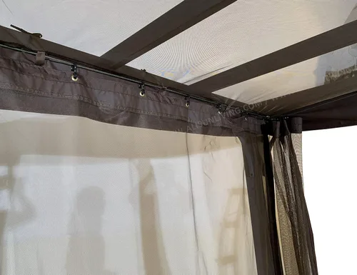 Miniatura 5 de Mosquitera de repuesto para pérgola de techo plano, malla para insectos (10 pies x 10 pies, marrón)