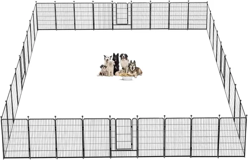 Miniatura 28 de Corralito para perros de 40 pulgadas, 32 paneles, para interiores y exteriores, para perros grandes, medianos y pequeños, valla de metal resistente