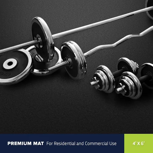 Miniatura 2 de IncStores Tapete Premium de 4'x6' - Tapete de Ejercicio de Goma Vulcanizada, Tapetes de Alta Densidad para Pisos de Gimnasio, Gimnasio en Casa