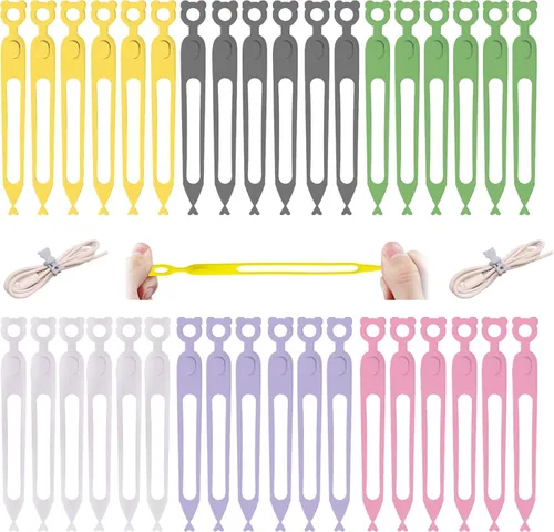 Miniatura 10 de Organizador de cables de datos, organizadores de auriculares de silicona multiusos actualizados 2025, organizadores de gestión de cables