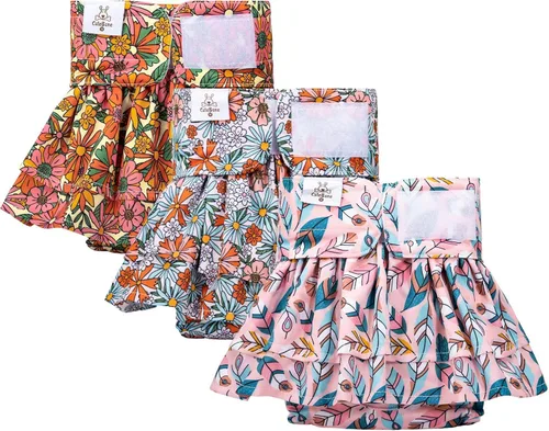 Miniatura 9 de CuteBone Pañales para perras con faldas, paquete de 3 vestidos reutilizables para cachorros, pantalones para el período de ciclo de calor QBD12S