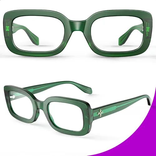 Miniatura 3 de VISOONE Gafas rectangulares con bloqueo de luz azul, marco cuadrado grueso, gafas de computadora vintage para mujeres y hombres, armonía