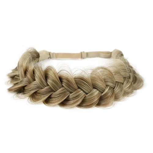 Miniatura 28 de Diadema trenzada sintética clásica de cabello con hebras anchas para boda, trenzas esponjosas desordenadas, banda para peluca, accesorio de belleza