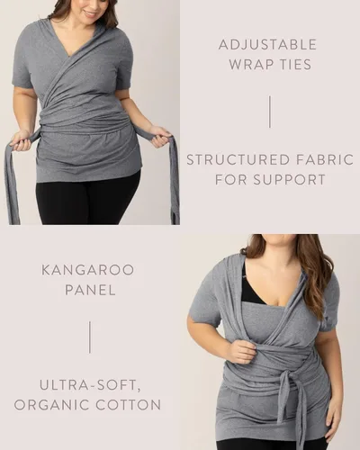 Miniatura 5 de Kindred Bravely Top de algodón orgánico de piel a piel para lactancia Camisa de lactancia ajustable, Gris Caliente