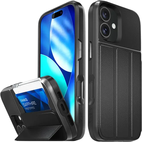 Miniatura 43 de VENA vCommute Funda tipo cartera compatible con Apple iPhone 14 (15.5 cm), funda de cuero con tapa plegable, tarjetero con función de soporte