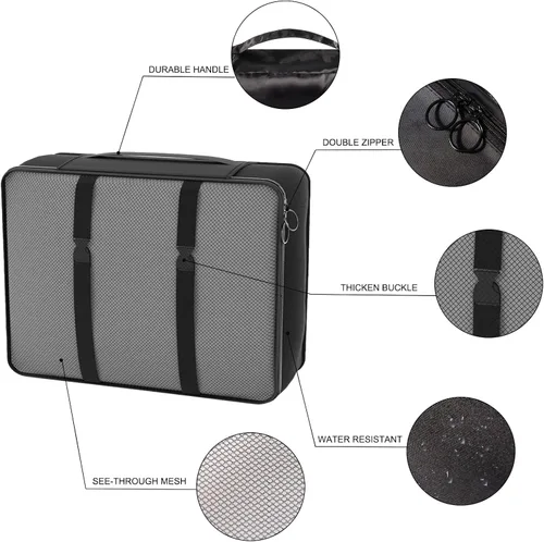 Miniatura 2 de Funarty Juego de 8 cubos de embalaje para maletas, cubos de compresión para equipaje de mano, bolsas organizadoras de equipaje para accesorios