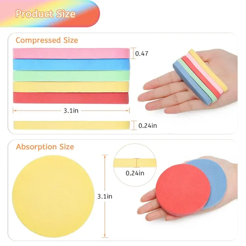 Miniatura 2 de Luxiv - 120 esponjas faciales comprimidas, 5 colores, esponja limpiadora facial, esteticistas, maquillaje comprimido, esponja facial, esponjas