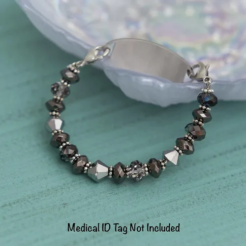 Miniatura 53 de Pulsera elástica de alerta médica, pulsera de identificación médica de repuesto intercambiable, etiqueta de identificación no incluida, cristales