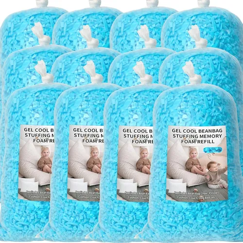 Miniatura 12 de Relleno para Puf, 4.5kg de Espuma Viscoelástica Triturada, Relleno Suave de Puf para Sofá, Cojín, Animales de Peluche, Cama de Perro, Artes y Azul