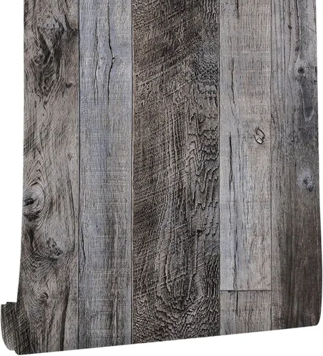 Miniatura 30 de Yun-aeon Papel de contacto de madera natural y gris oscuro, papel tapiz autoadhesivo de 17.3 x 236 pulgadas, autoadhesivo, extraíble, vintage