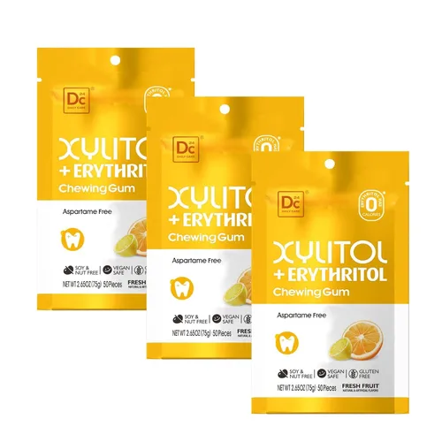 Miniatura 15 de DC24 DAILY CARE Goma de mascar sin aspartamo y sin azúcar, xilitol con eritritol, baja en calorías, sin azúcar, goma de mascar con sabor a sandía