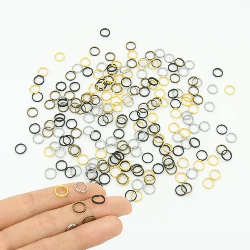 Miniatura 20 de 200 piezas de mini anillo de salto dividido de 0.394 pulgadas con doble bucles, pequeños anillos redondos de metal negro, conectores para hacer