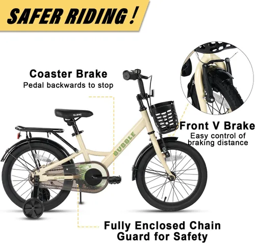 Miniatura 2 de Glerc Bicicleta de burbujas para niños, bicicleta para niños de 12 a 16 pulgadas, para niños de 2 a 8 años, bicicleta para niños con cesta y ruedas