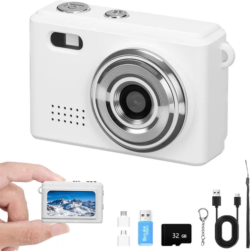 Miniatura 10 de Mini cámara con llavero, FHD 1080p 8MP Mini cámara digital con tarjeta SD de 32 GB, pantalla HD de 0.96 pulgadas, duración de la batería de 100 Negro
