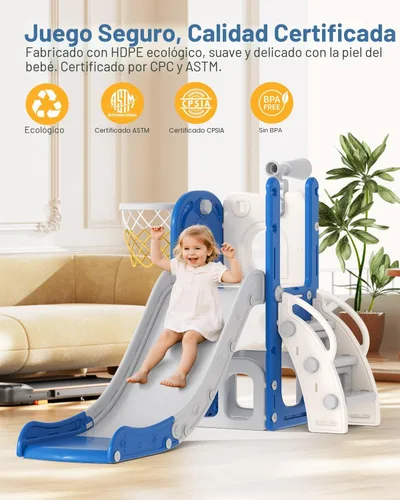 Miniatura 4 de Babytronic Tobogán para Niños Pequeños, 6 en 1 Tobogán de Interior para Niños de 1-3 Años, Juego de Escalador Interior y Exterior para Bebés