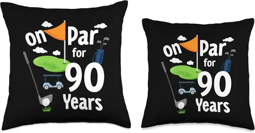 Miniatura 3 de On Par 90th Birthday Golf Player Theme 90 Year Old B-Day Throw Pillow, 16x16, Multicolor