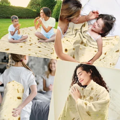 Miniatura 7 de HDFK Manta de Tortilla Tamaño Adulto Beige Amarillo de Doble Cara Throw Taco Mantas de Comida Realista Ligeras de Franela de Forro Polar Elefante