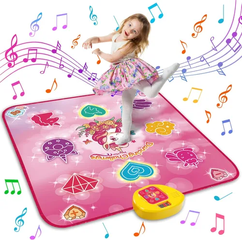 Miniatura 8 de Alfombrilla de baile electrónica para niños con 6 botones y Bluetooth inalámbrico, tapete de juego de baile con música incorporada de 9 niveles y 3