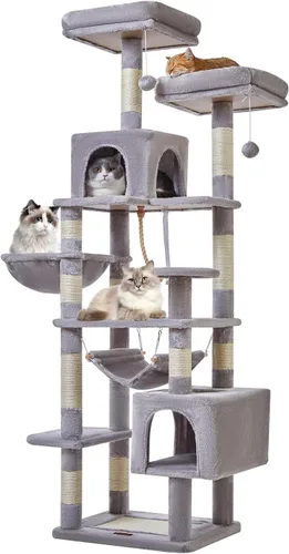 Miniatura 12 de Taoqimiao Árbol para gatos, torre para gatos de 68 pulgadas para gatos de interior, condominio para gatos de varios niveles de felpa con 6 postes