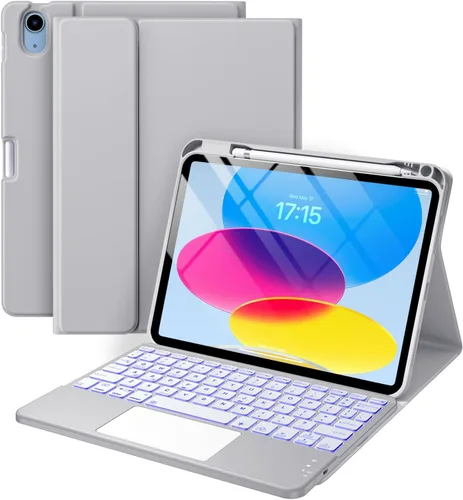 Miniatura 11 de Harvopu Funda compatible con iPad de 11ª y 10ª generación con teclado, funda tipo folio con soporte para lápices, trackpad multitáctil, Azul marino