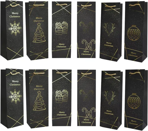 Miniatura 8 de Uptotop - Paquete de 24 bolsas navideñas 2D con 6 diseños diferentes con temáticas festivas para guardar dulces y regalos