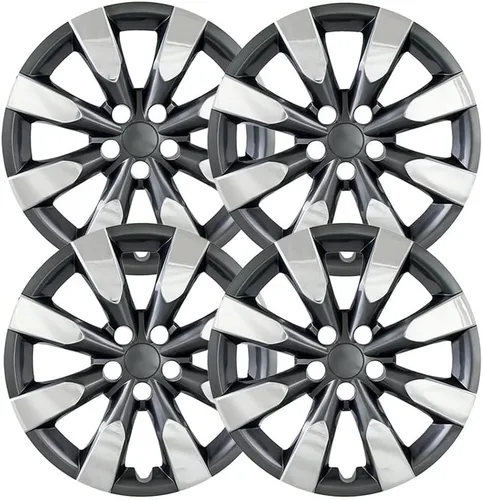 OxGord Tapacubos cromados y carbón de 16 pulgadas compatibles con Toyota Corolla 14-16 S 2016 Special Edition 17-19 L SE XLE, XSE