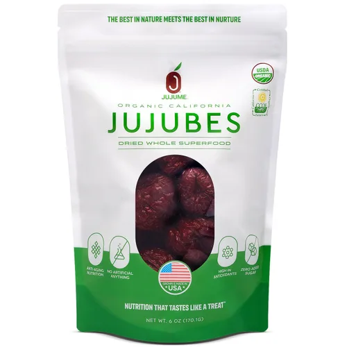 JUJUME | Jujubes Orgánicos Certificados por USDA Cultivados en California Frutas de Datil Rojo | Clasificados Individualmente 3 Veces para Control