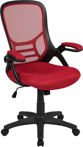 Miniatura 24 de Flash Furniture Porter - Silla de oficina giratoria ergonómica de malla negra con marco negro y brazos abatibles