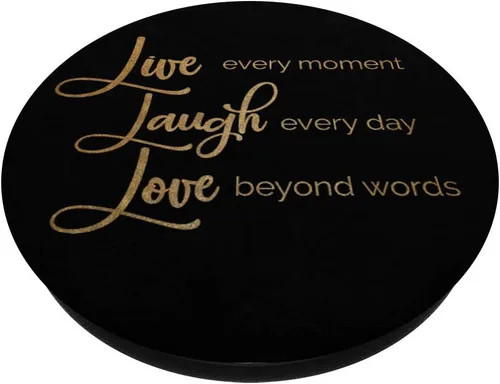 Miniatura 2 de Live Laugh Love Pop Socket – Silver Gold Bling & Black – PopSockets Grip and Stand for Phones and Tablets, Negro