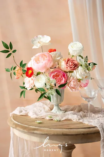 Miniatura 2 de Ling's moment Caja de Flores Falsas, Tallos de Follaje Artificial Falso, Rosas de Espuma, Peonías de Seda, Orquídea, Amapola, Flores de Tela