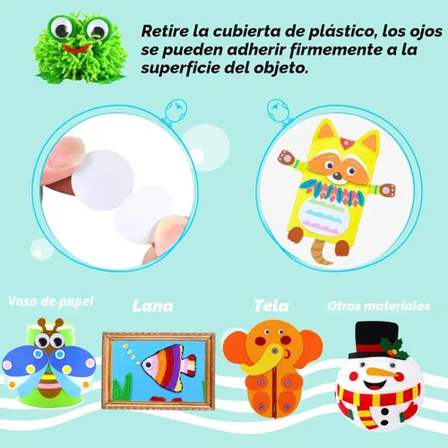 Miniatura 3 de FEBSNOW 200 ojos ondulantes autoadhesivos negros y blancos para decoración de manualidades (0.787 pulgadas)
