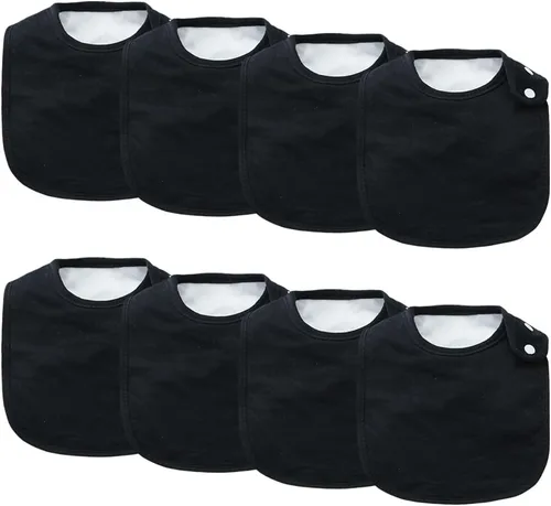 Paquete de 8 baberos unisex ajustables con broches de presión, ultra suaves, absorbentes, babeo, dentición para niños y niñas