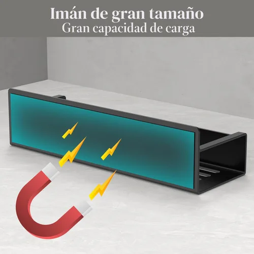Miniatura 3 de HuggieGems Paquete de 4 organizadores magnéticos para especias para refrigerador y horno, organizadores negros para nevera y almacenamiento
