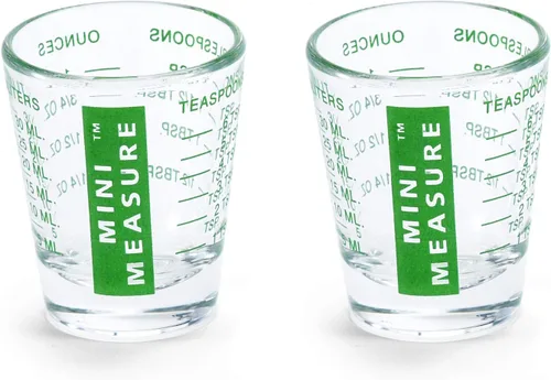 Miniatura 11 de Kolder Medida Mini de Vidrio Pesado, 20 Mediciones Incrementales Vaso de Chupito Medidor Multiusos para Líquido y Seco, Negro, Juego de 2