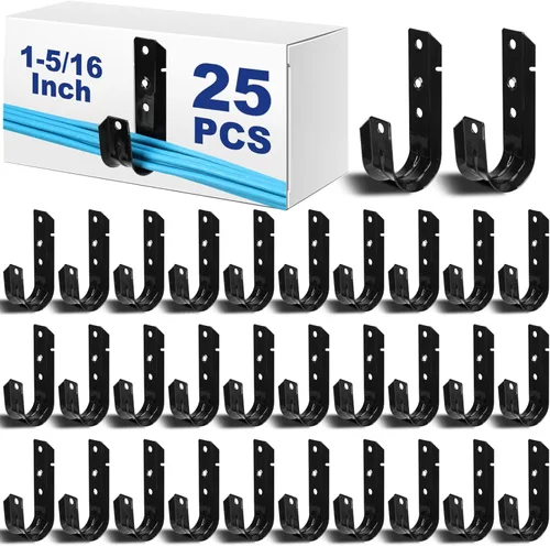 Miniatura 11 de Zonon 1 gancho en J de soporte de cable negro para colgar gancho en J de metal resistente para gestión de cables y cables, acero galvanizado