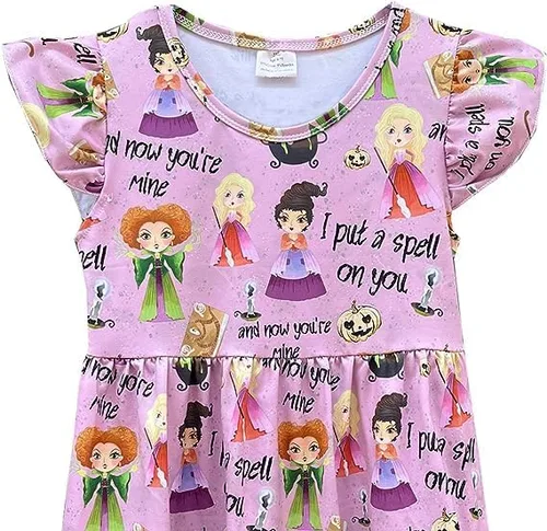 Miniatura 2 de Vestido de calabaza de Halloween para niñas, vestido de perlas, vestido de manga con vuelo, vestido de Halloween para bebés y niños pequeños