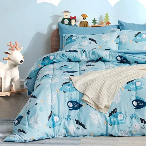 Miniatura 21 de SLEEP ZONE - Juego de edredón de 5 piezas tamaño Individual para niños, estampado suave, con edredón, sábanas y fundas para cojín y almohada, diseño