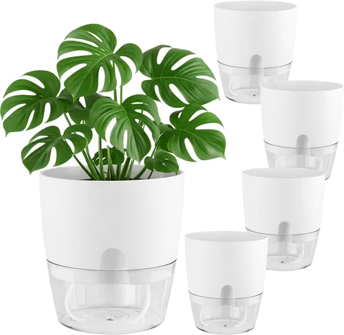 Miniatura 22 de Macetas de riego automático para plantas de interior, macetas para exteriores, paquete de 3 macetas de riego automático de 6 pulgadas, macetas