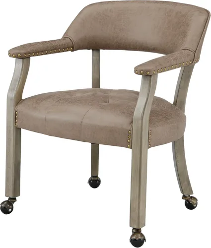 Sillas de comedor modernas de madera maciza marrón con ruedas y brazos, sillas de escritorio de oficina, sillas de acento giratorias clásicas, 31.5