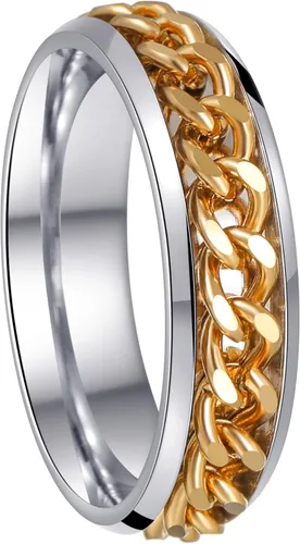 Miniatura 110 de Anillos giratorios para la ansiedad para hombre, anillos clásicos de cadena para mujeres y adultos, anillo de acero de titanio